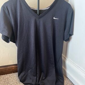 Nike Womens V-Neck Short Sleeve Pullover Dri-Fit Tee T-Shirt Black XL